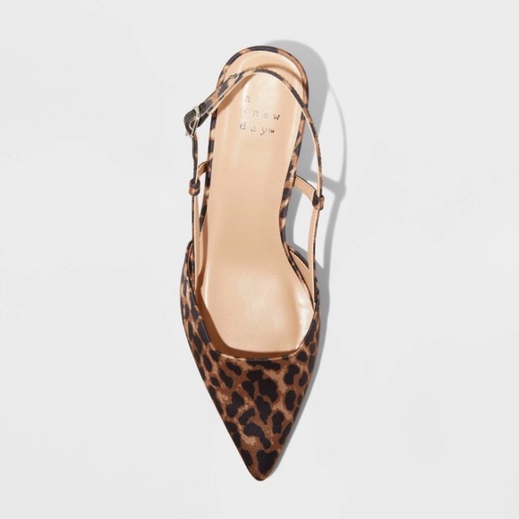NEW A New Day Annette Satin Slingback Heels with Memory Foam Insole Leopard 8.5 - Picture 3 of 4